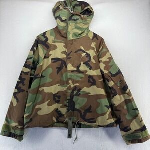 Military Chemical Protective Jacket Men's Medium Short Camo Woodland Zip NEW